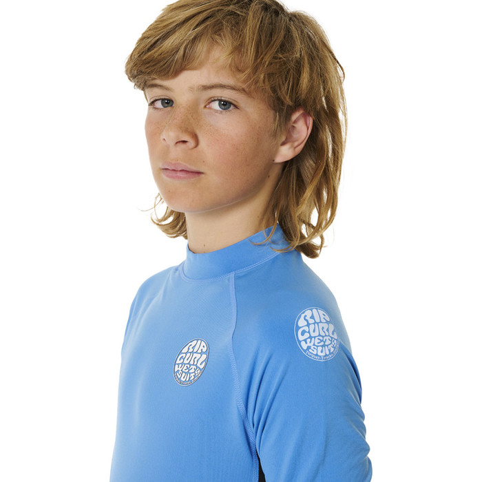 2023 Rip Curl Junior Icons UV gebrstet Langarm Rash Vest 11YBRV - Blau Gum